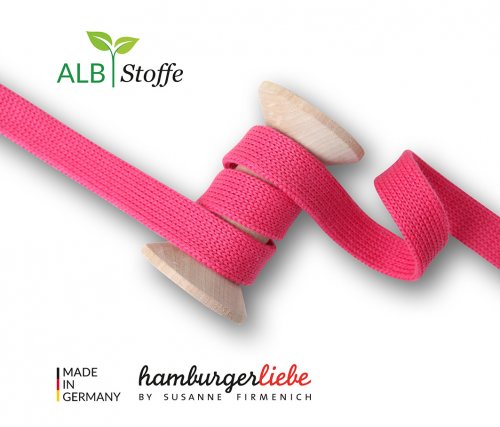 Bio Flachkordel - 2,0 cm - A84 azalea - Albstoffe - Hamburger Liebe